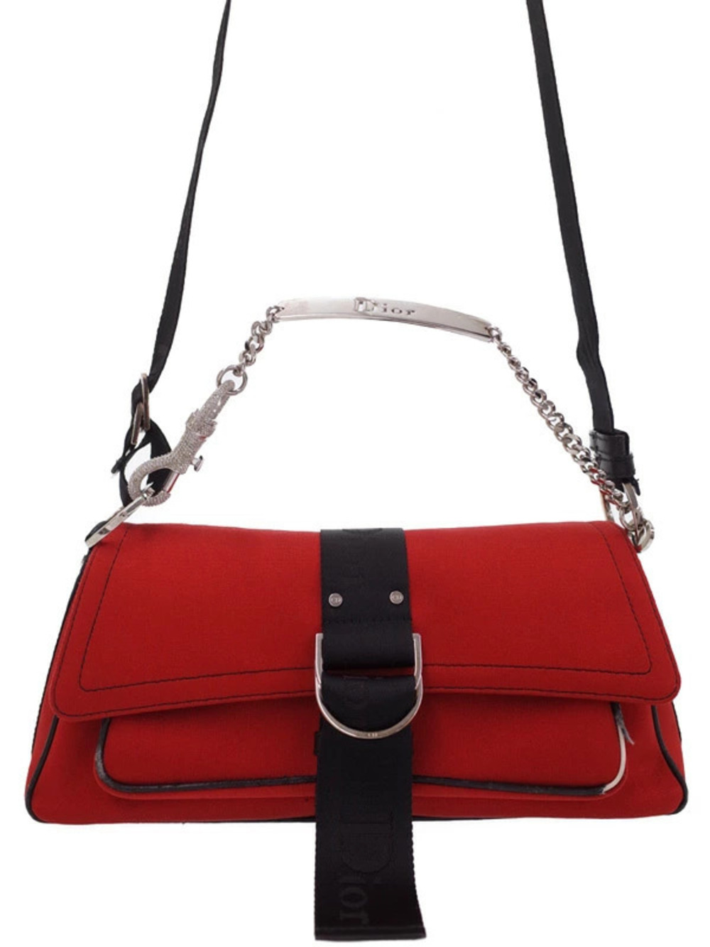 Christian Dior Hardcore Shoulder Bag red canvas black John Galliano